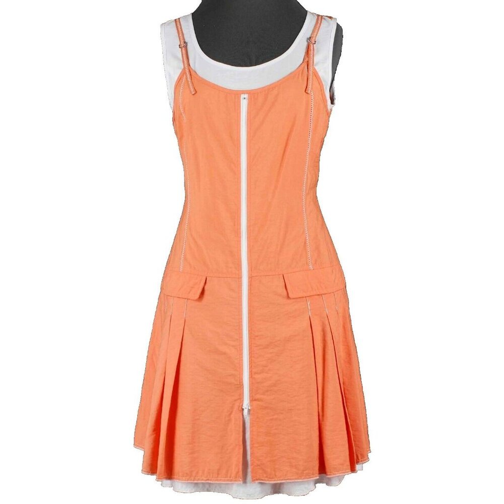 Inspired Style $159 Sz 2 Coral White Faux Pockets Rayon Nylon Dress